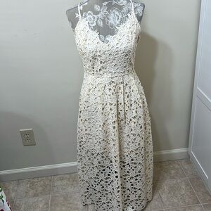 Astr Cream Lace Midi Dress